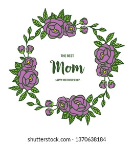 Vector illustration design artwork purple rose flower frame with greeting card mom hand drawn