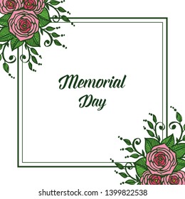 Vector illustration design artwork red rose flower frame for memorial day hand drawn