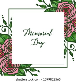 Vector illustration design artwork red rose flower frame for memorial day hand drawn