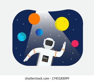 Vector illustration design of an astronauts dancing space concept