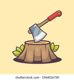 vector illustration design of axe with wood