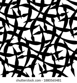 vector illustration of design background with wavy black stripes intersect with each other on the white backdrop. Abstract seamless pattern.
