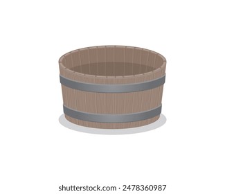 vector illustration design of a baking pan or bucket filled with clear water made of wood with two iron plates binding the top and bottom sides
