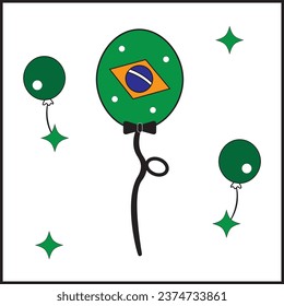 vector illustration design of a balloon with green color and the coat of arms of Brazil. Suitable for logos, icons, posters, advertisements, stickers, t-shirt designs, websites, concepts.