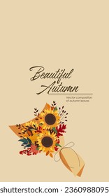 Vektorgrafik. Design für Banner, Karten, Poster. Herbstbukett, gemütlicher Herbst.