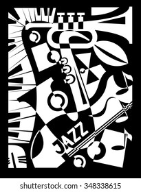 Vector illustration for design banner jazz music festival or concert in vintage style