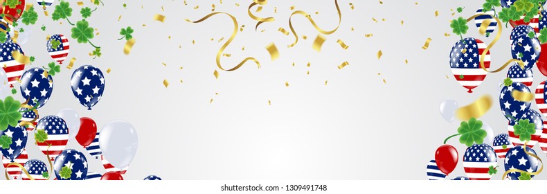 Vector illustration Design banner on St. Patrick's Day. effect clover. Simple banner for the site, shop, 