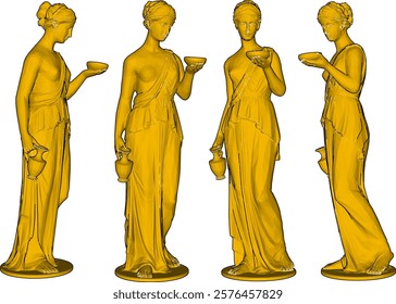 Vector illustration design of beautiful woman statue ornament decoration classic vintage ethnic roman greek