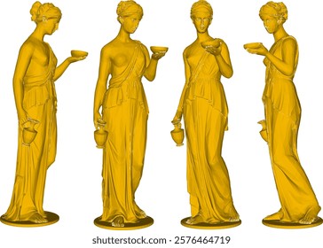 Vector illustration design of beautiful woman statue ornament decoration classic vintage ethnic roman greek