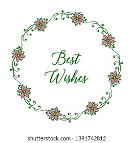 Vector illustration design best wishes with flower frame isolated on white backdrop