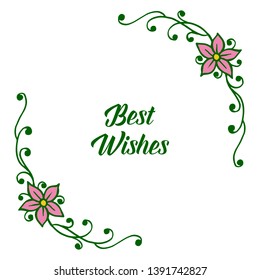 Vector illustration design best wishes with flower frame isolated on white backdrop