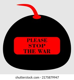 Bomba De Diseño De Ilustración Vectora, Por Favor Detengan La Guerra