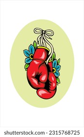 vector illustration design of boxing gloves with flower decoration