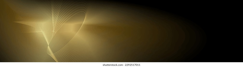 Diseño de ilustración vectorial. Ola dorada brillante, patrón de línea ondulada. Movimiento abstracto de las líneas de curva, brillante luz, efecto de brillo. Diseño gráfico de elementos para plantilla de pancarta de tecnología, fondo de fondo de fondo de fondo
