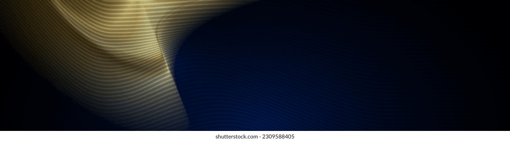 Vector illustration design. Bright gold wave, wavy line pattern. Abstract motion of curve lines, light shiny, glow effect. Element graphic design for technology banner template, wallpaper background