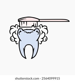 vector illustration design of brushing teeth in cartoon style