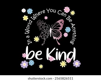 Vector illustration, design with butterfly in floral style. Design for printing on shirt, poster, banner. Lovely print for t-shirt