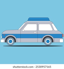 Diseño de Ilustración vectorial de un coche visto desde el lado, estilo de diseño plano del coche.