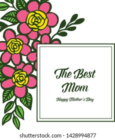 Vector illustration design of card best mom with various of frame flower pink and yellow