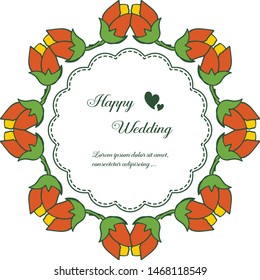 Vector illustration design of card happy day with round leaf wreath frame