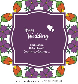 Vector illustration design of card happy day with round leaf wreath frame