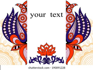 Vector illustration of design for card in the Indian style