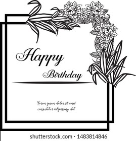 Vector illustration design card of memorial day with abstract leaf wreath frame