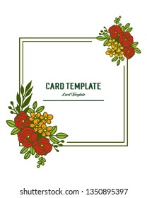 Vector illustration design card template with ornate of colorful flower frames