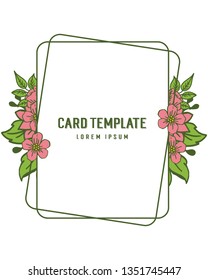 Vector illustration design card template with shape pink flower frame hand drawn