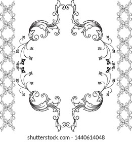 Vector illustration design of card with various pattern art leaf flower frame