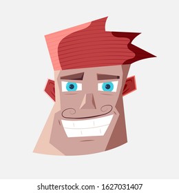 Vector illustration design. Cartoon head. Man character for your project.