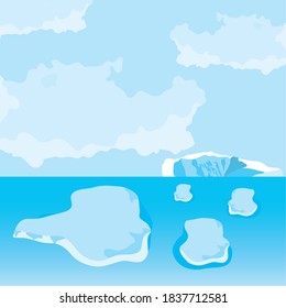 vector illustration design of cartoon icebergs arctic landscape