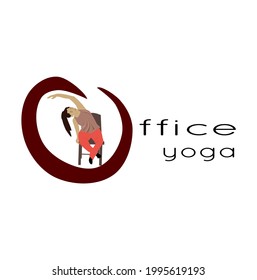 Vector illustration or design of chair yoga poses or yoga during long office hours 