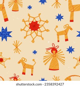 Vector illustration design for Christmas greetings card. National ukrainian decoration isolated on white background. Seamless pattern