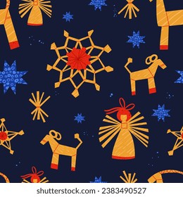 Vector illustration design for Christmas greetings card. National ukrainian decoration isolated on white background. Seamless pattern