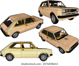 vector illustration design of classic vintage old car vehicle for family