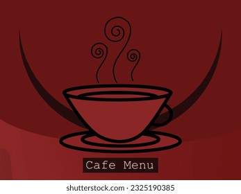 vector illustration design for coffee menu or coffee shop designs. a cup of coffee on beautiful brown background with text