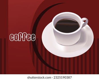 vector illustration design for coffee menu or coffee shop designs. a cup of coffee on beautiful brown background with text
