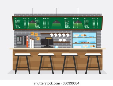 vector illustration design of coffee shop,coffee bar,counter,background,flat style