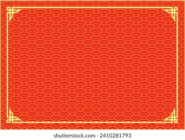 Vector illustration for design collection of Chinese style frames on red background
