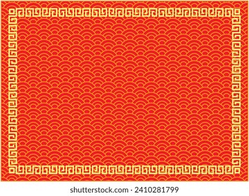 Vector illustration for design collection of Chinese style frames on red background
