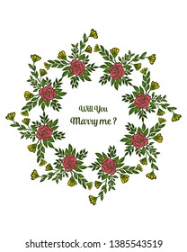 Vector illustration design colorful bouqet flower frames for will you marry me
