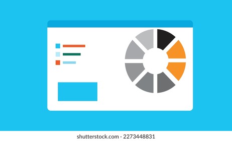 Vector illustration design colorful business graph no cyan color eps background.