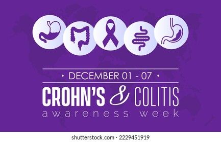 Vector illustration design concept of Crohn’s and Colitis Awareness Week observed on December 1 to 7