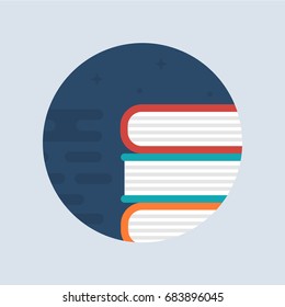 Vector Illustration Design Concept of Colorful Books. Flat School Icons