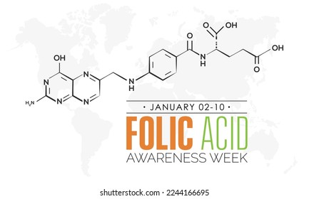 Concepto de diseño de ilustración vectorial de la Semana de Concienciación sobre el Ácido Fólico observada el 2 de enero