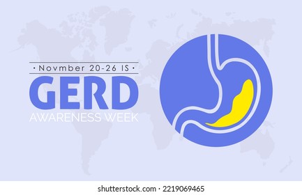 Vector illustration design concept of GERD(Gastroesophageal Reflux Disease) Awareness Week observed on Novmber 20-26