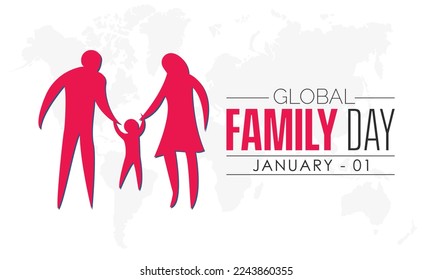 Concepto de diseño de ilustraciones de vectores del Día Mundial de la Familia, celebrado el 1º de enero