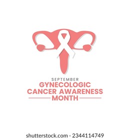 Vector illustration design concept of gynecologic cancer awareness month observed on every september. Female reproductive system symbol