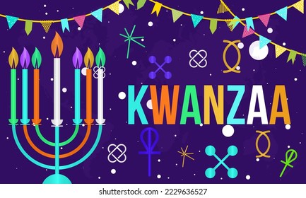 Vector illustration design concept of Happy Kwanzaa celebration on December 26